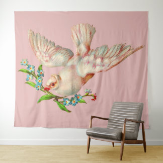 beautiful white dove with sprig in its mouth tapestry