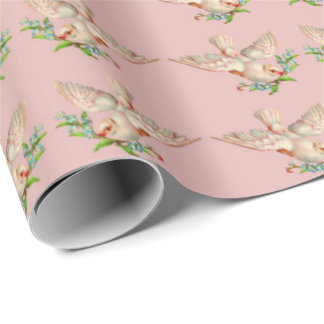  beautiful white dove with sprig in its mouth wrapping paper