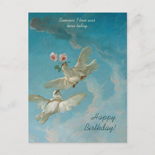 Beautiful white doves rose CC1262 Boucher Birthday Postcard (Front)