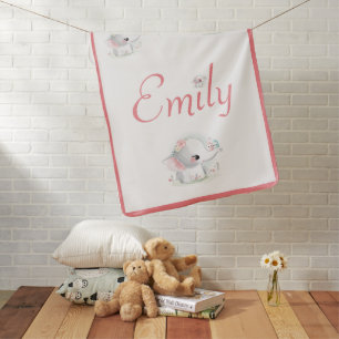 Beautiful White Elephant Baby Girl Blanket
