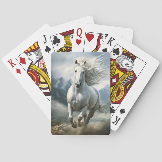 Beautiful White Equestrian  Poker Cards (Back)