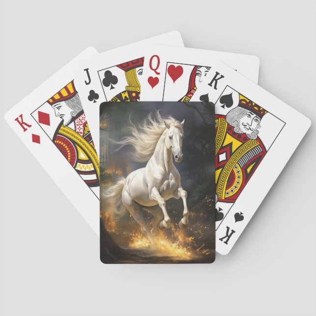 Beautiful White Equestrian  Poker Cards (Back)