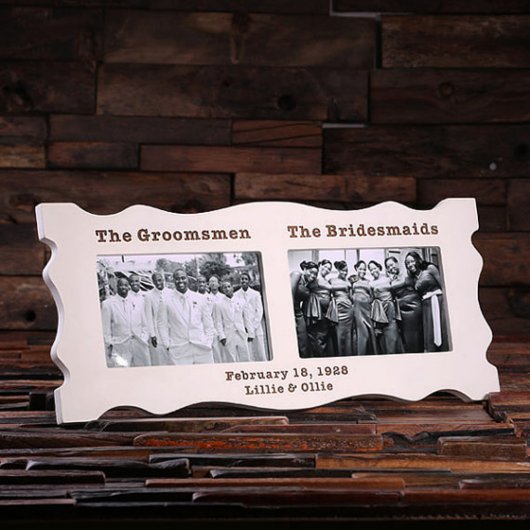 Beautiful White Etched 4x6 Double Picture Frame (Front)