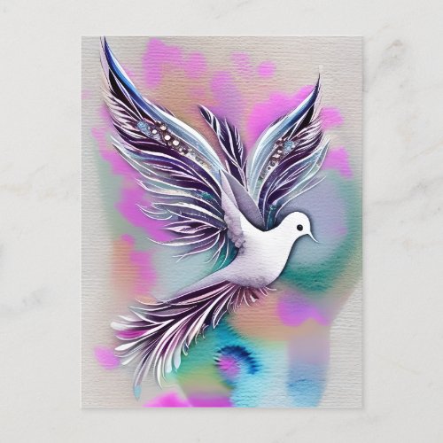 Beautiful White Ethereal Watercolor Dove Postcard