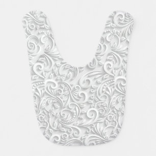 Beautiful White Faux Texture Baby Bib