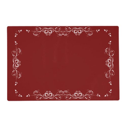 Beautiful White Floral Vector on Burgundy Placemat