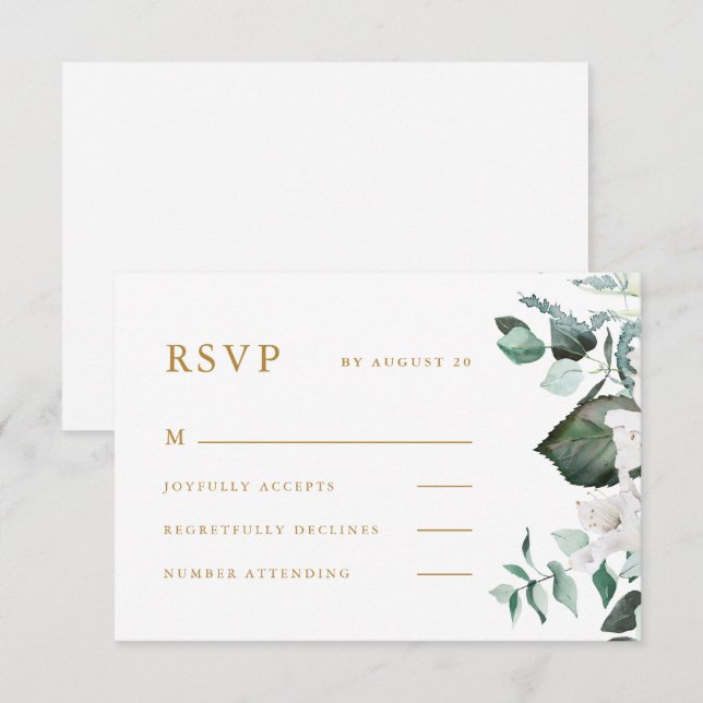 Beautiful White Floral Wedding RSVP Card (Front/Back)