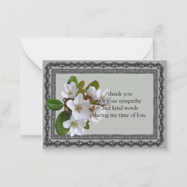 Beautiful White Flower After Funeral Thank You Note Card (Front)