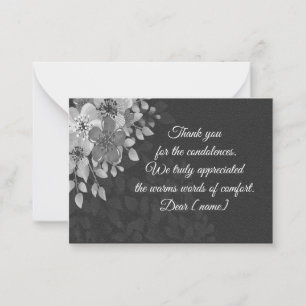 Beautiful White Flowers After Funeral thank You Note Card
