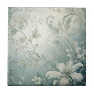 Beautiful White Flowers Ceramic Tile