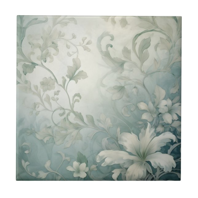 Beautiful White Flowers Ceramic Tile (Front)
