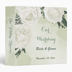 Beautiful white flowers green leaves photo album 3 ring binder