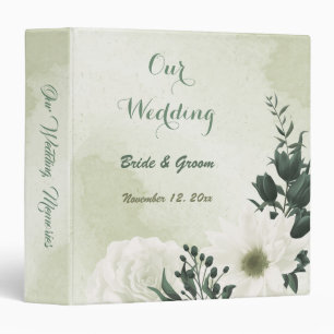 Beautiful white flowers green leaves photo album 3 ring binder