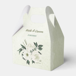Beautiful white flowers green leaves wedding favor boxes