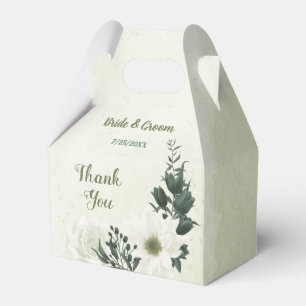 Beautiful white flowers green leaves wedding favor boxes