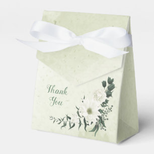 Beautiful white flowers green leaves wedding favor boxes