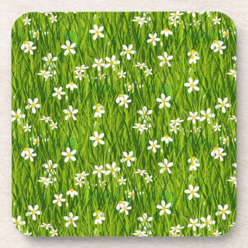 Beautiful White Flowers on Green Leaves Beverage Coaster