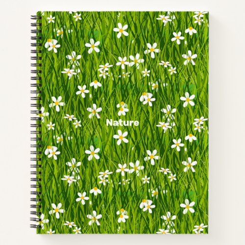 Beautiful White Flowers on Green Leaves Notebook