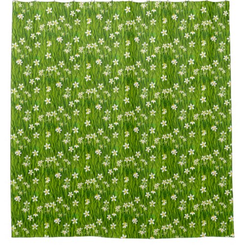 Beautiful White Flowers on Green Leaves Shower Curtain