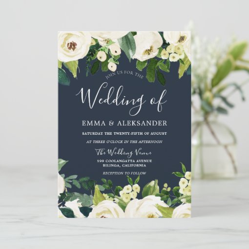 Beautiful White Flowers Spring Wedding Invitation Zazzle