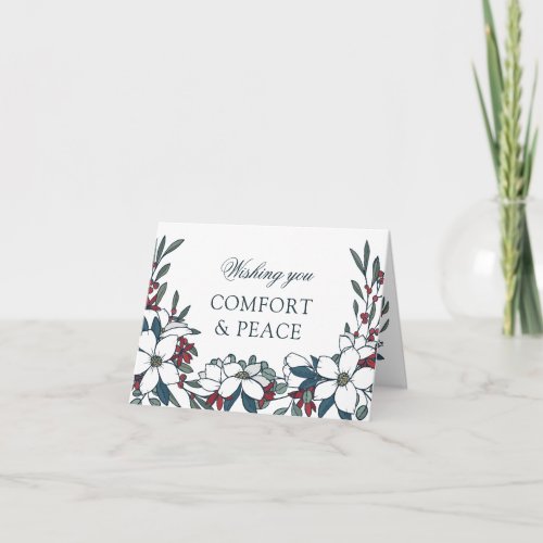 Beautiful White Flowers Wishing Comfort  Peace Card