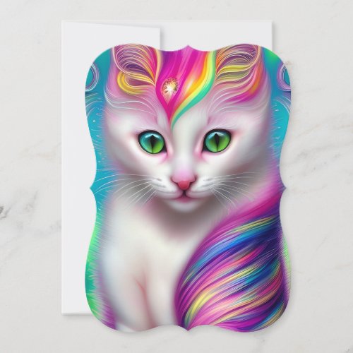 Beautiful White Fluffy Baby Cat Graphic Note Card