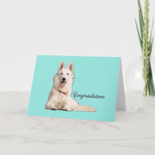 Beautiful White German Shepherd Congratulation Job Card