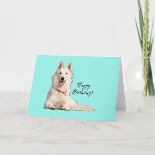 Beautiful White German Shepherd Happy Birthday Card