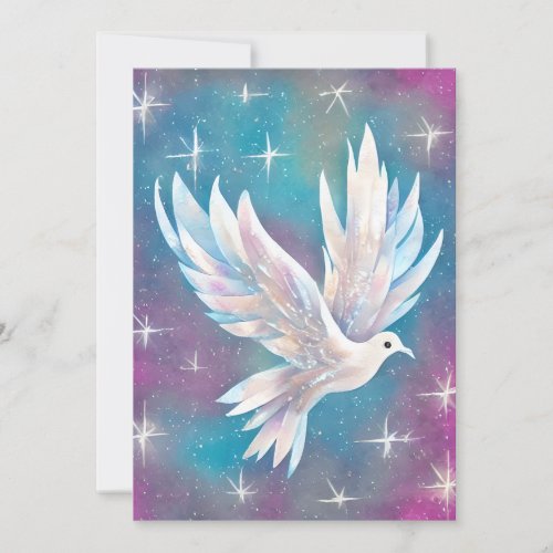 Beautiful White Glitter Peace Dove Holiday Card
