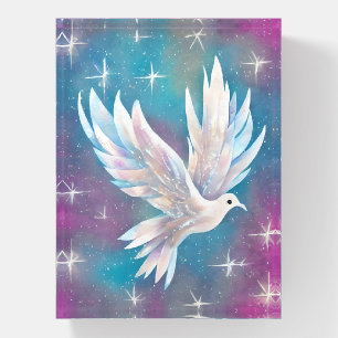 Beautiful White Glitter Peace Dove Paperweight