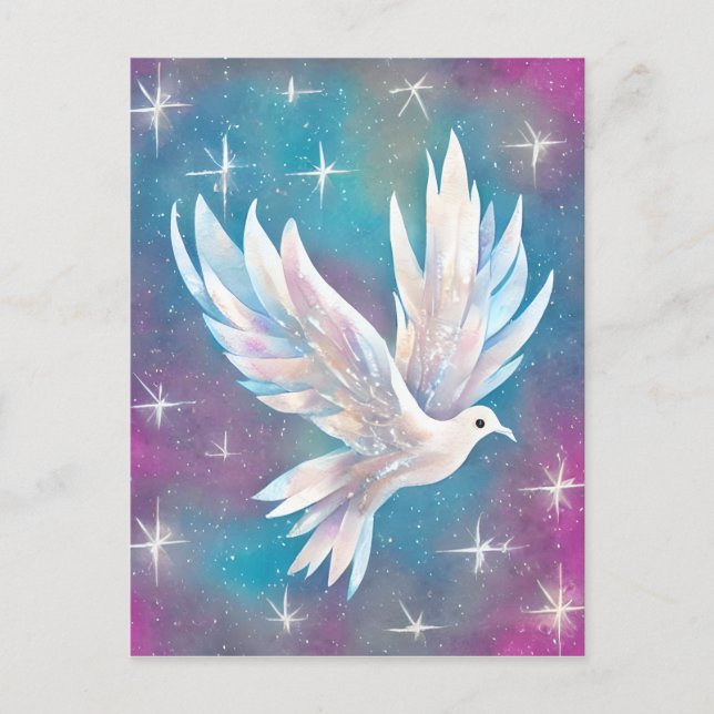 Beautiful White Glitter Peace Dove Postcard (Front)