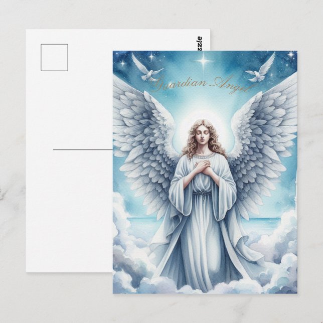 Beautiful White Guardian Angel Postcard (Front/Back)
