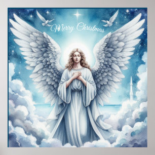 Beautiful White Guardian Angel Poster