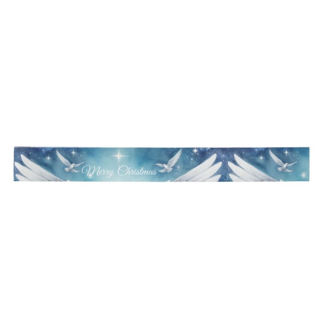 Beautiful White Guardian Angel Satin Ribbon (Front)