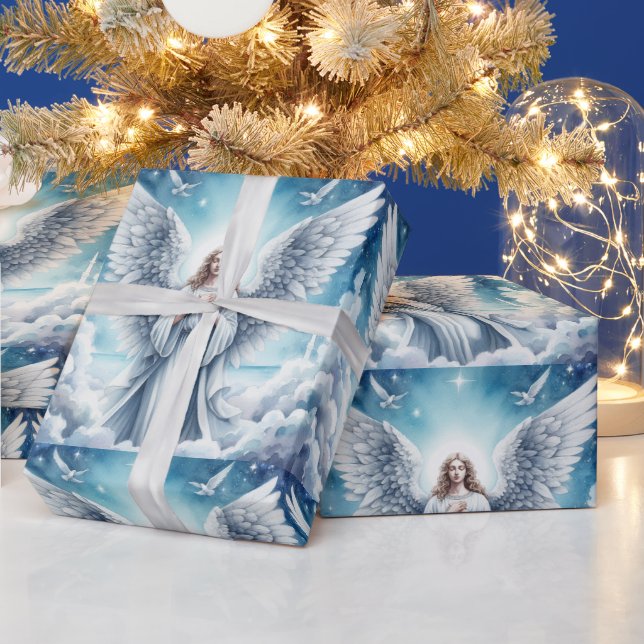 Beautiful White Guardian Angel Wrapping Paper (Holidays)
