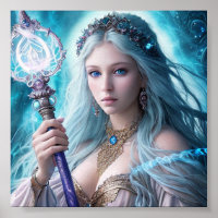 Beautiful White-Haired Mage Colorful Poster Gift