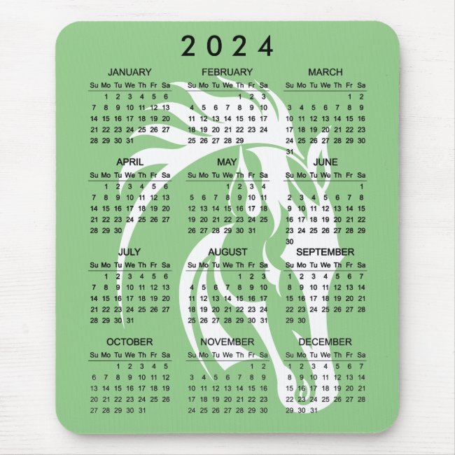 Beautiful White Horse 2024 Calendar Mousepad