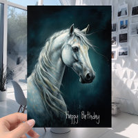 Beautiful White Horse - Any Age Happy Birthday