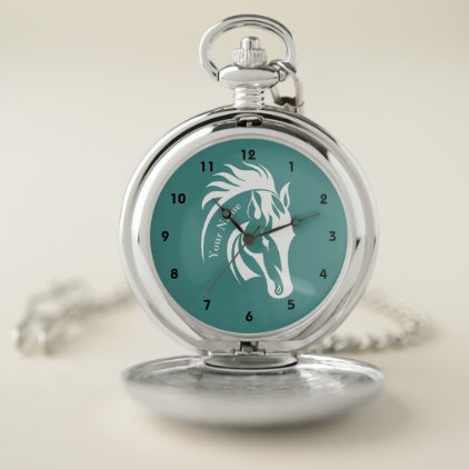 Beautiful White Horse Design Pocket Watch