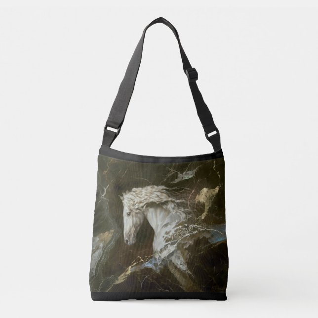 BEAUTIFUL WHITE HORSE DREAMS CROSSBODY BAG (Front)