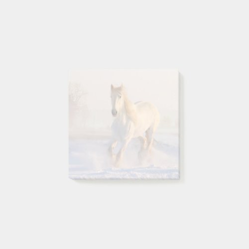 Beautiful White Horse Galloping in the Snow Post_it Notes