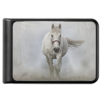 Beautiful white horse in mist power bank