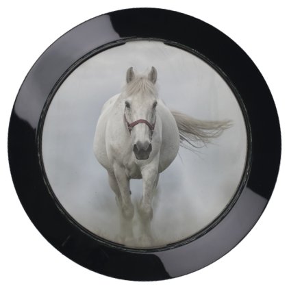 Beautiful white horse in mist USB charging station