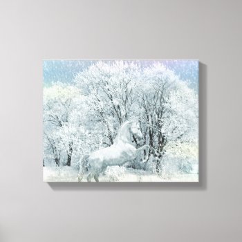 Beautiful White Horse In Snow Canvas Print by GiftsGaloreStore at Zazzle