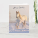 Beautiful White Horse in the Snow Photo Birthday Card