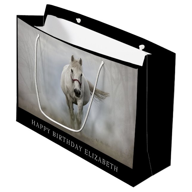 Beautiful white horse Large Gift Bag (Front Angled)