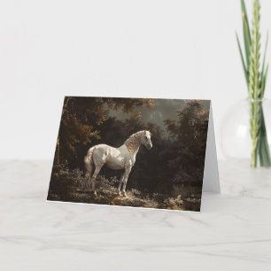 Beautiful White Horse Oil Painting Vintage Blank Card