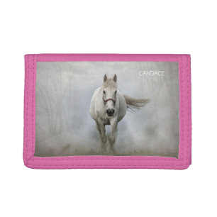 Beautiful white horse personalized trifold wallet