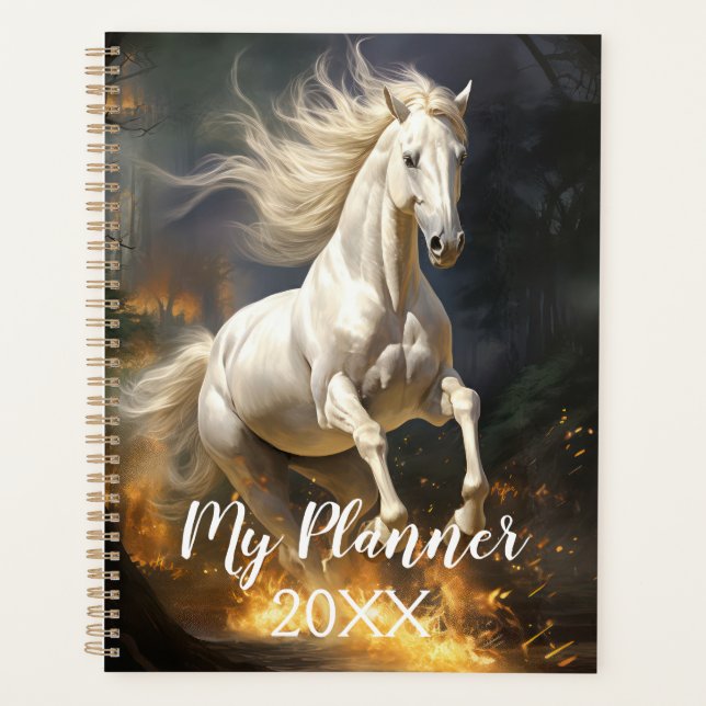 Beautiful White Horse Planner (Front)