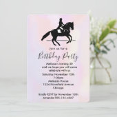Beautiful White Horse Running in the Snow Birthday Invitation (Standing Front)